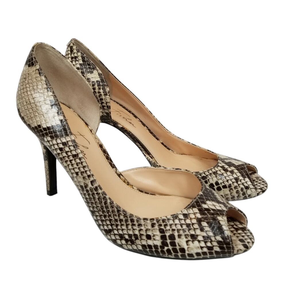 Marc Fisher Women's Joey Snakeskin Print Faux Vegan Leather D'Orsay Pumps 7